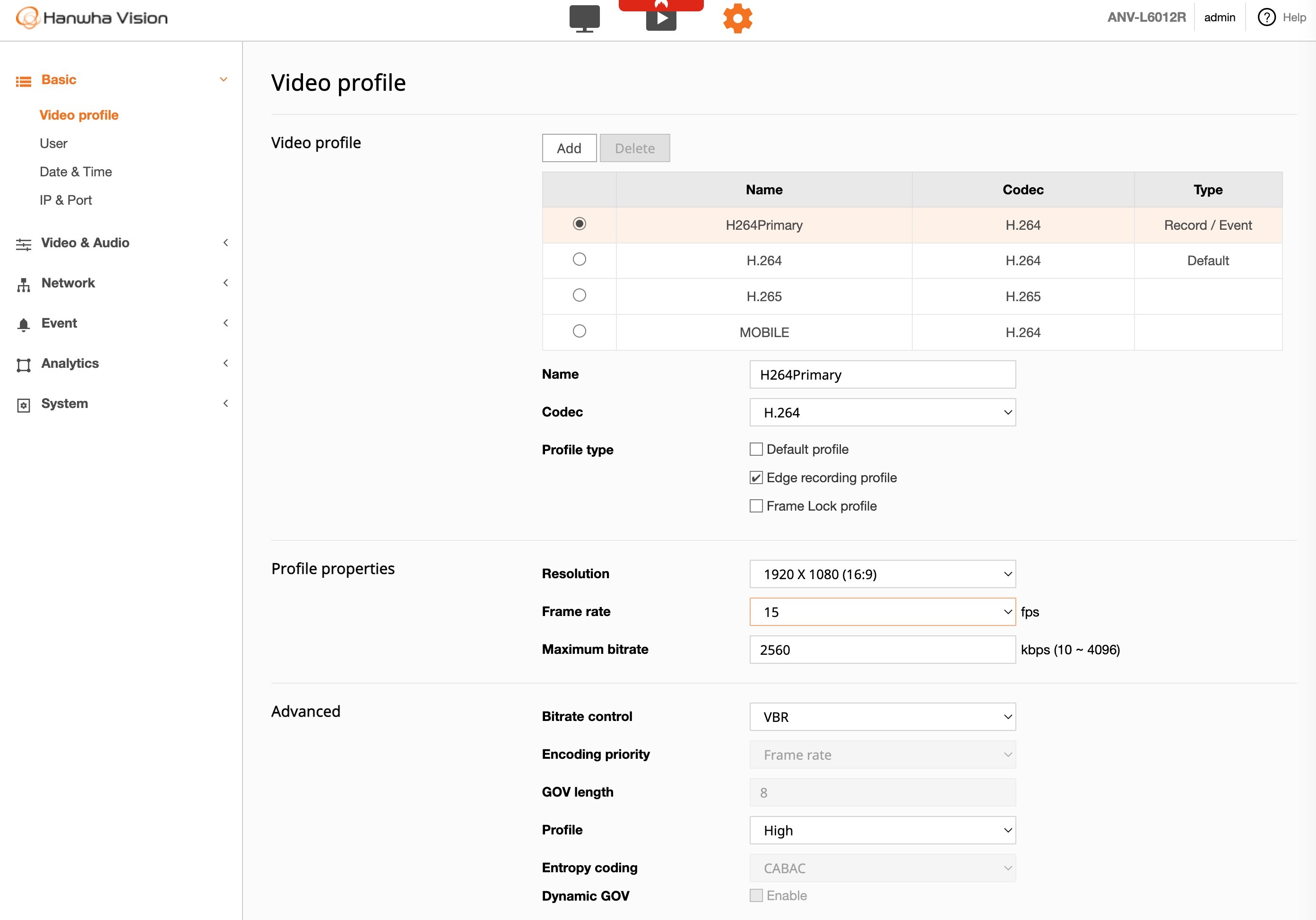 Correctly configured video profiles
