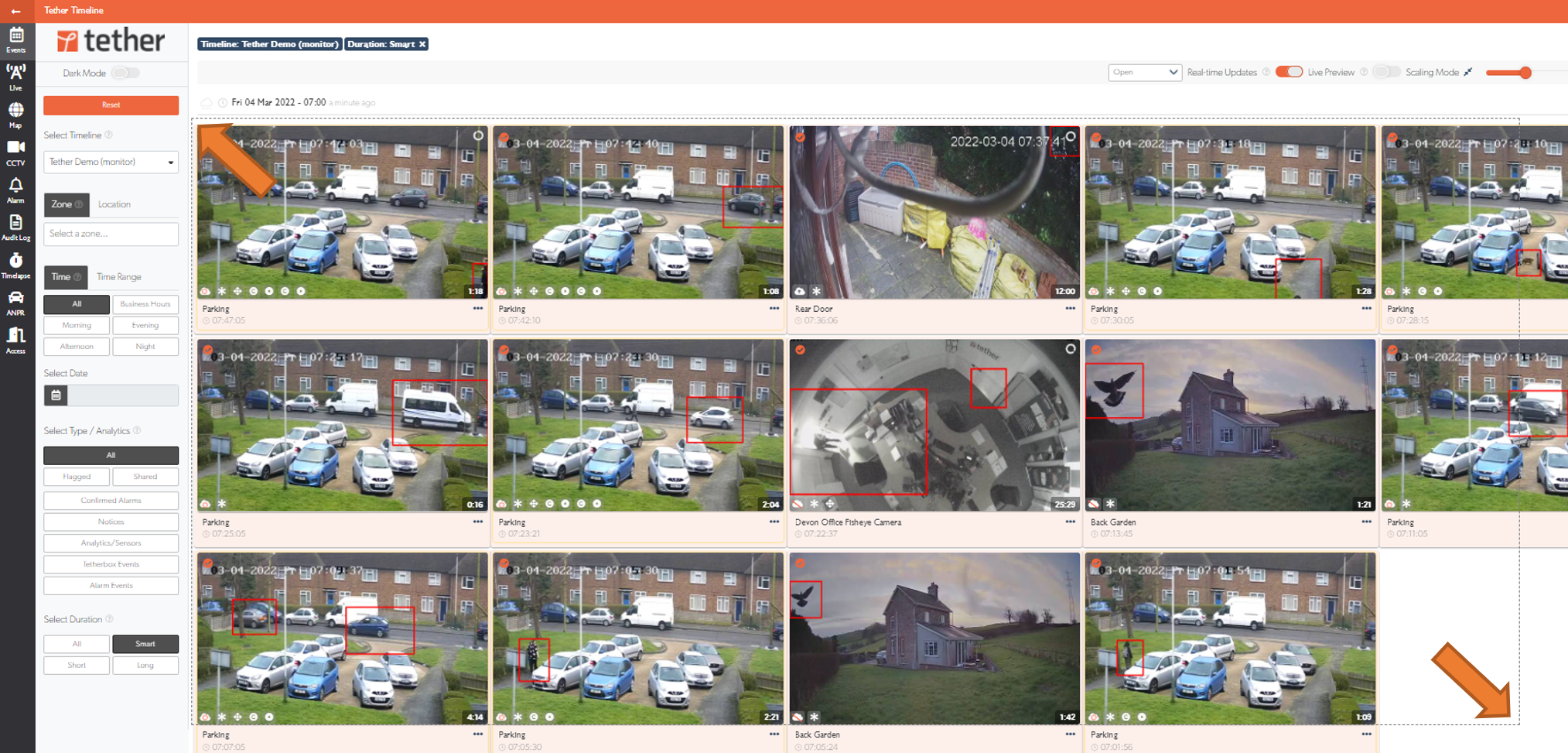Select multiple events