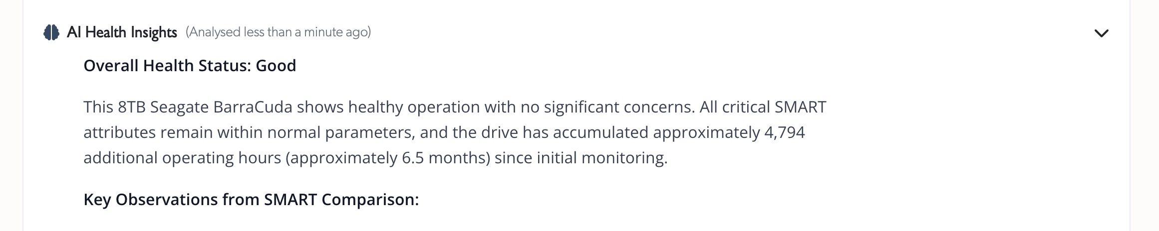 AI Health Insights results
